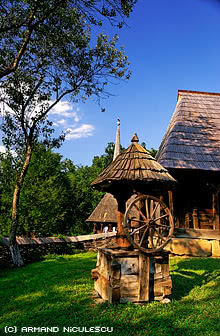 Old Well in Open Air Museum of Folk Civilisation, Sibiu, Romania (DXO)
